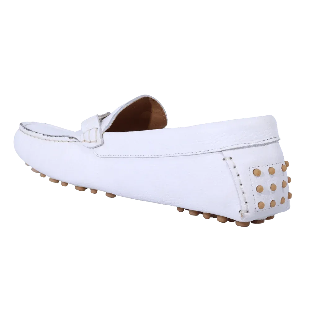 Aliverti Driver Moccasin in White