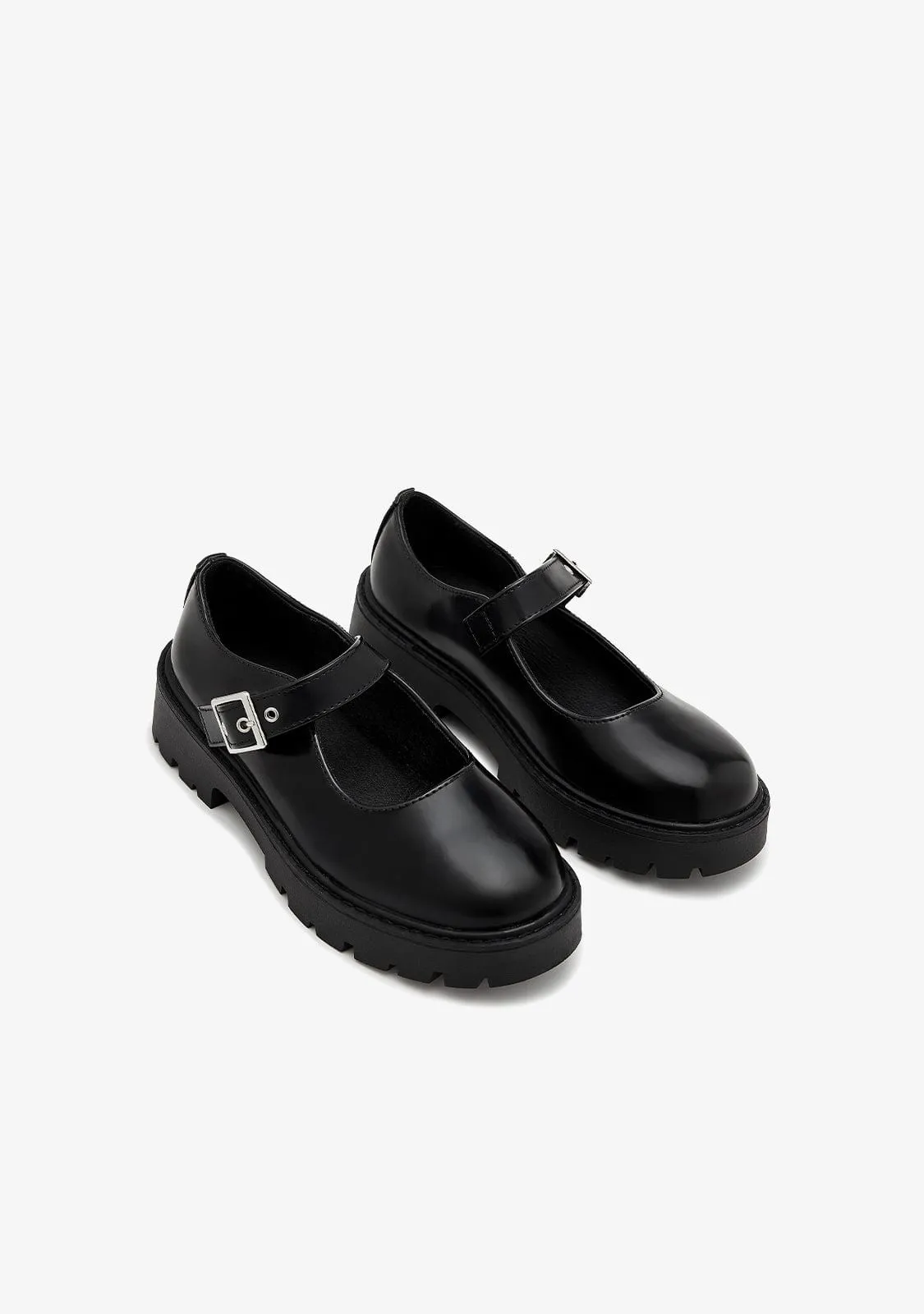 Black Buckle Loafers B&W