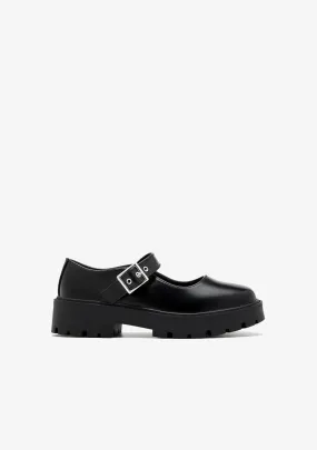 Black Buckle Loafers B&W
