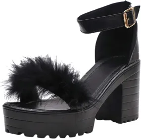 Chunky Heels for Women Platform High Heel Sandals Open Toe Block Heels Shoes Ankle Strap Dress Wedding Party Pumps Shoes