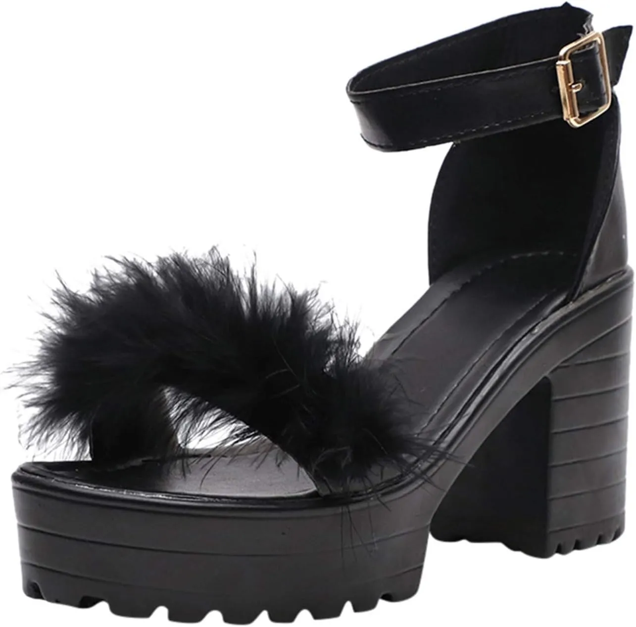 Chunky Heels for Women Platform High Heel Sandals Open Toe Block Heels Shoes Ankle Strap Dress Wedding Party Pumps Shoes