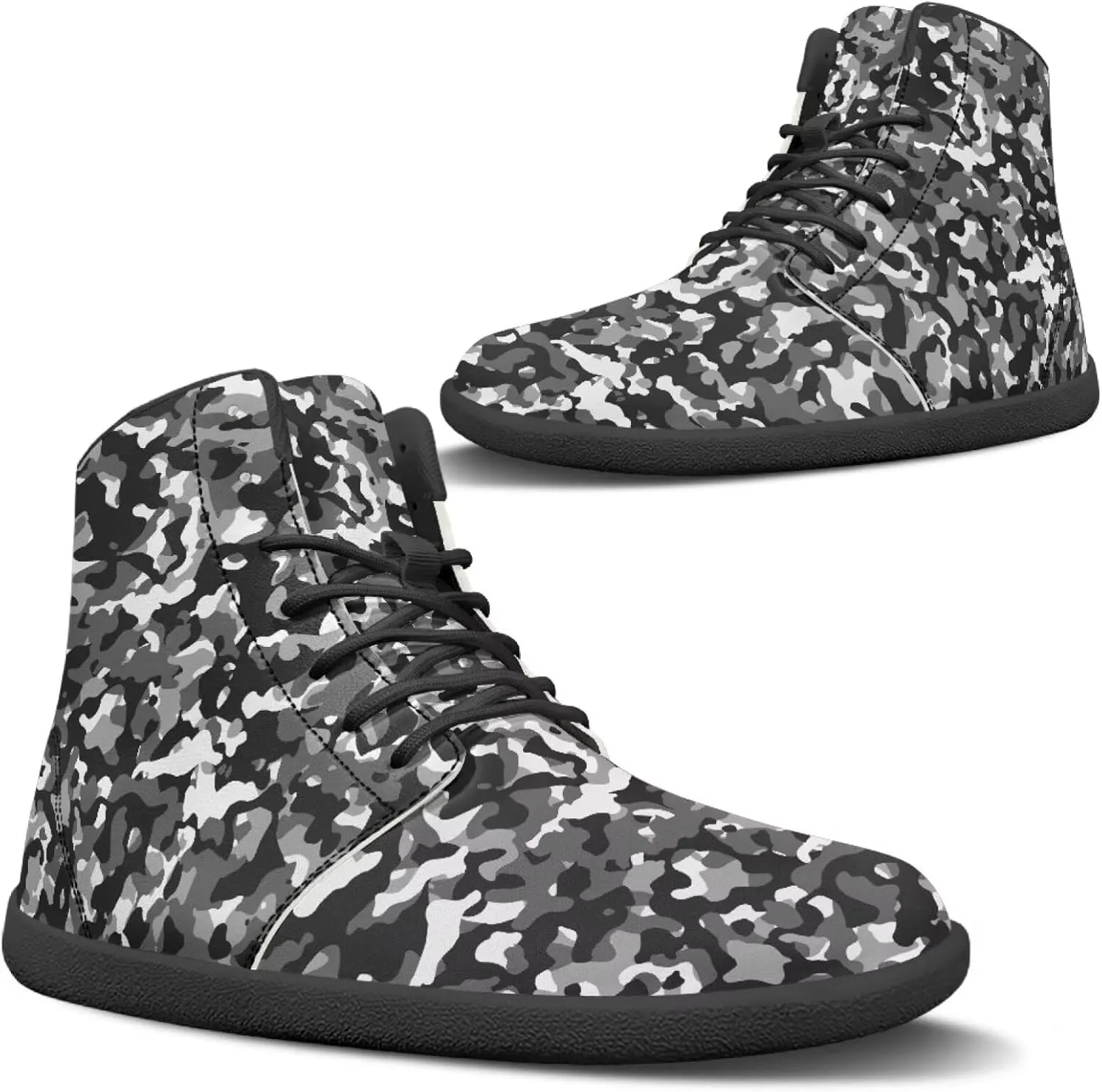 Classic Camo Unisex High top Sneakers Womens Classic High Tops Leather Shoes Wide Toe Barefoot Sneakers for Men