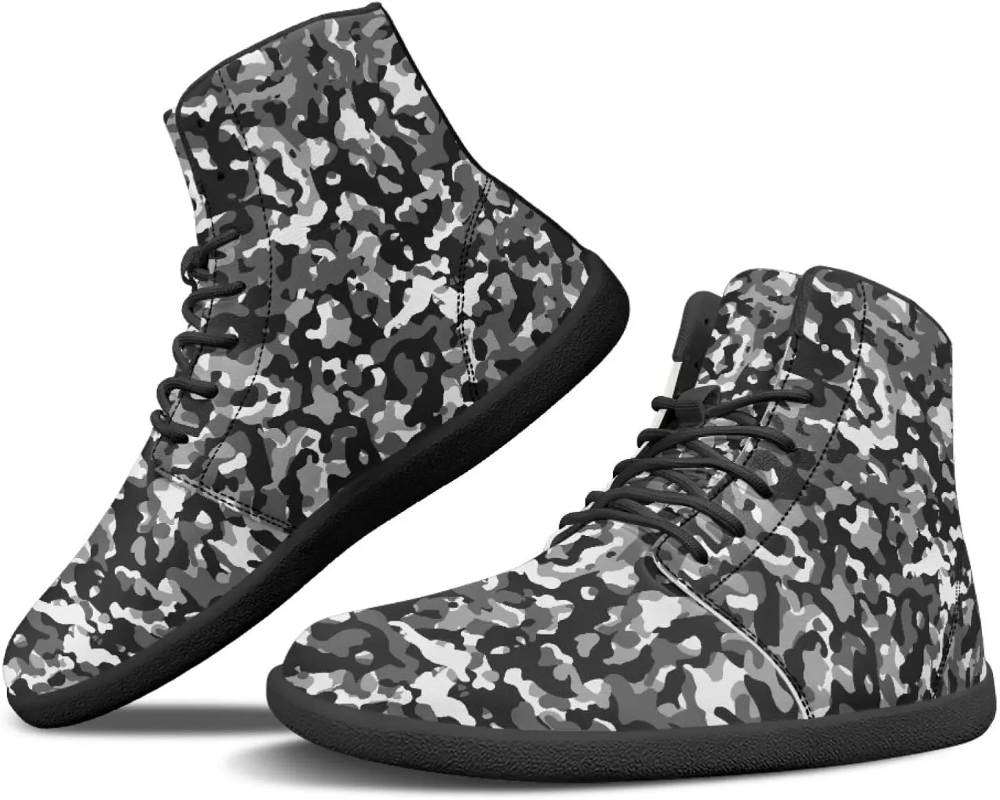 Classic Camo Unisex High top Sneakers Womens Classic High Tops Leather Shoes Wide Toe Barefoot Sneakers for Men