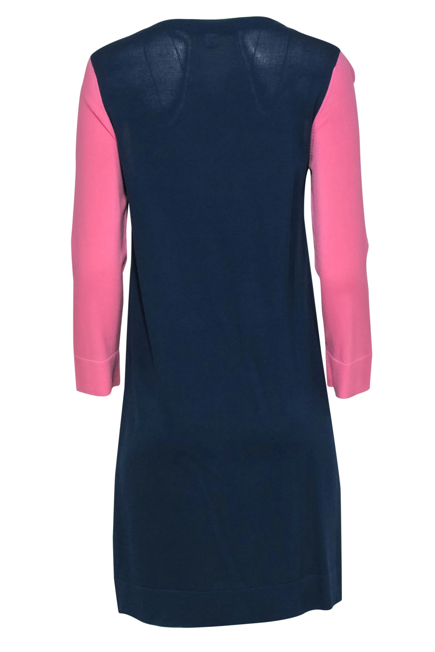 Diane von Furstenberg - Navy & Pink Knit Long Sleeve Dress Sz M