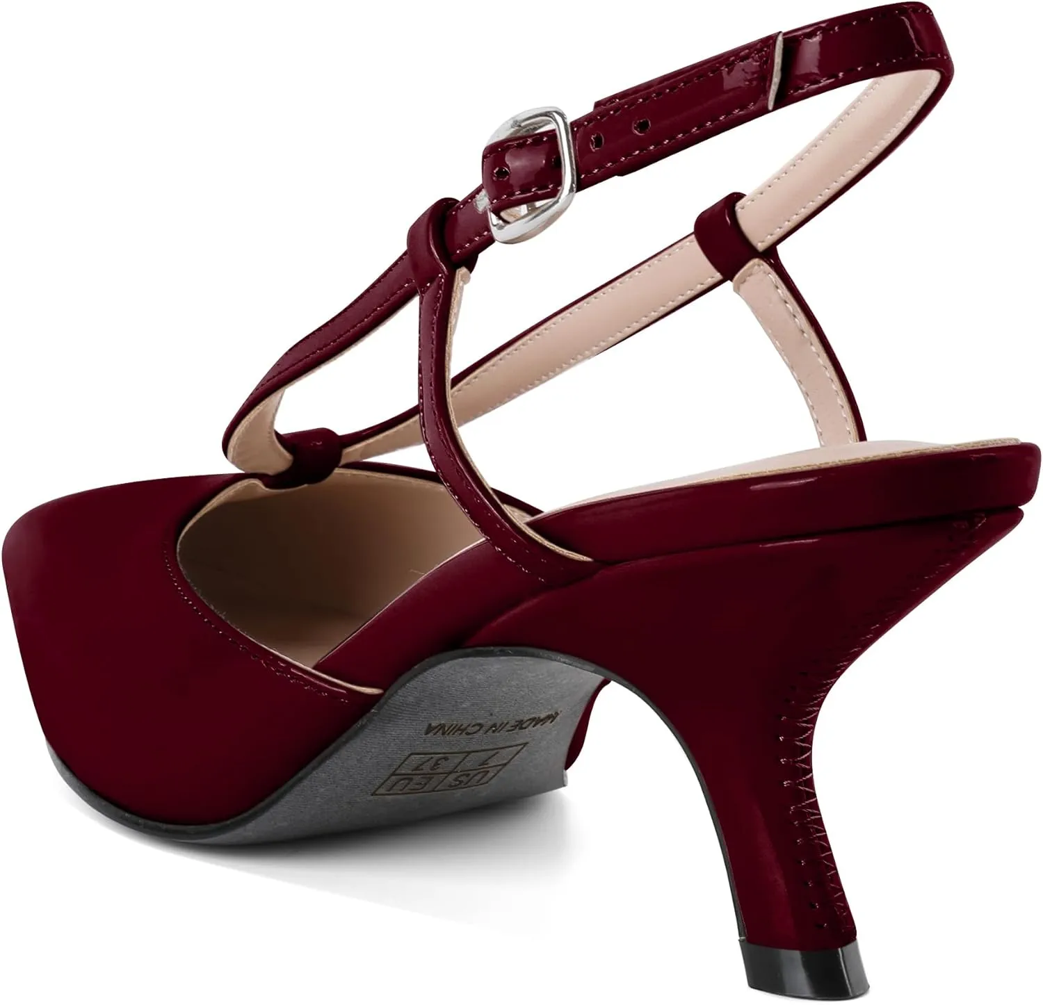 Eldof Womens Kitten Heel Pointed Toe Slingback Slip On Pumps Shoes Women Dress Low Heels 2.5 Inches