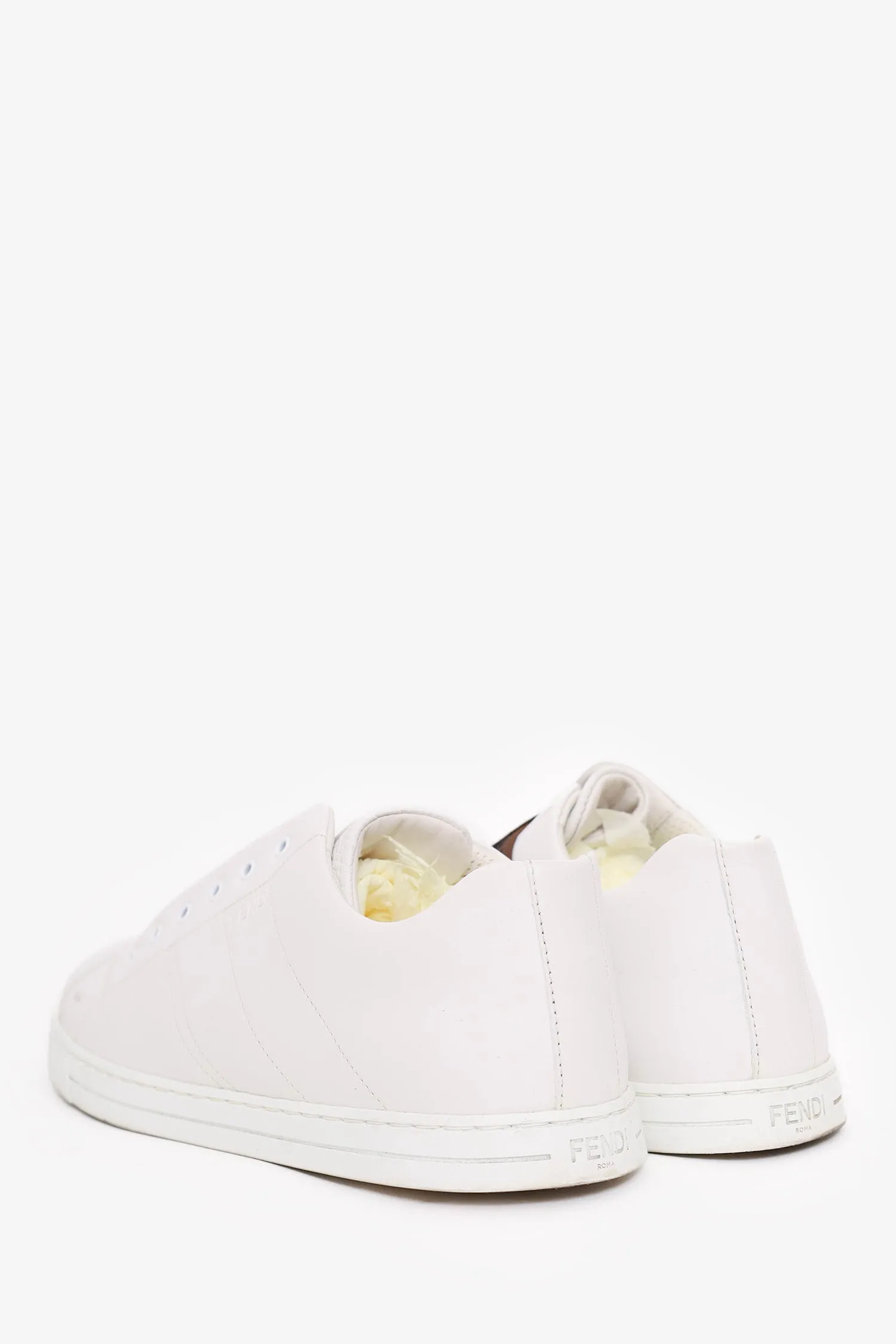 Fendi White Leather Zucca Print Slip on Sneakers Size 7 Mens