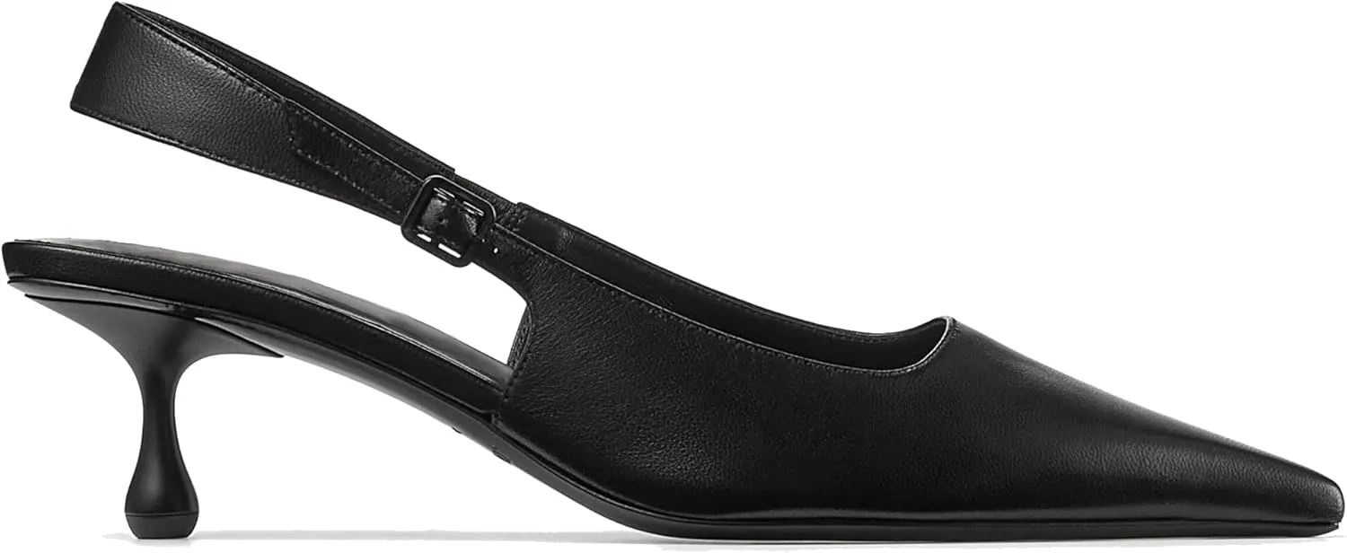 FIFSY Women Kitten Heels Slingback Heels for Women Pointed Colsed Toe Low Stietto Heels Ankle Strap Pumps Party with Dress Shoes