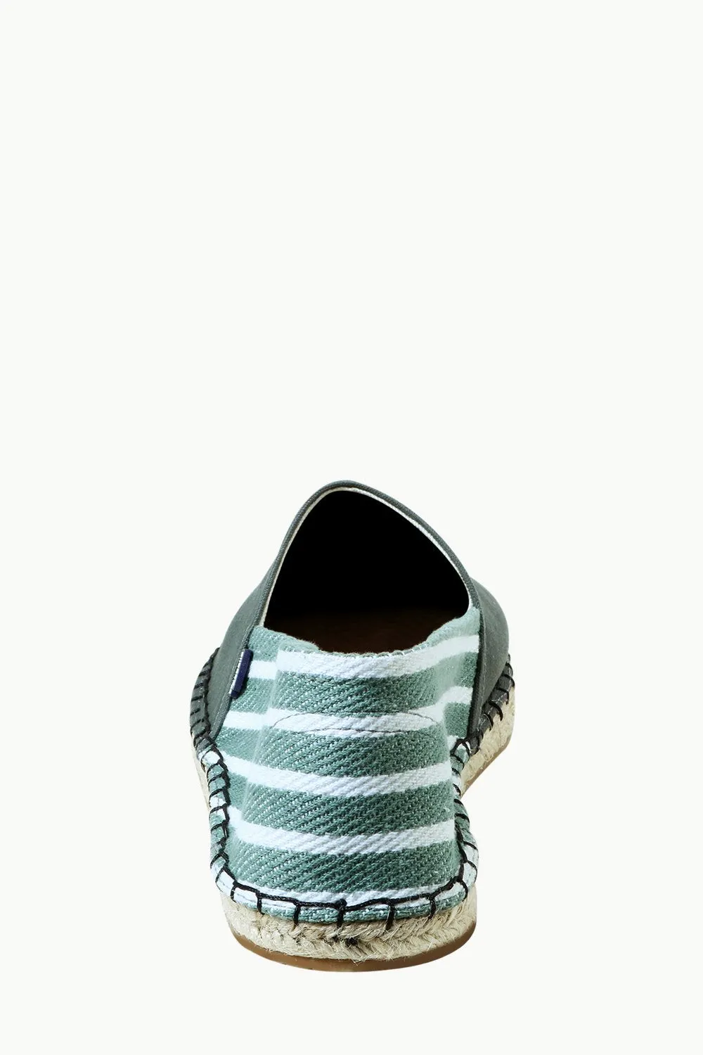 Green Canvas Striped Heel Espadrilles