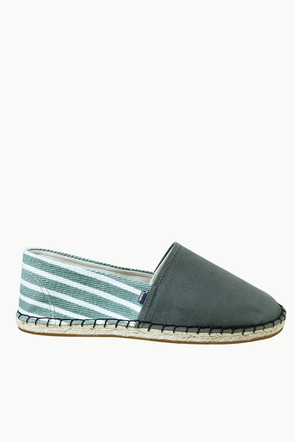 Green Canvas Striped Heel Espadrilles
