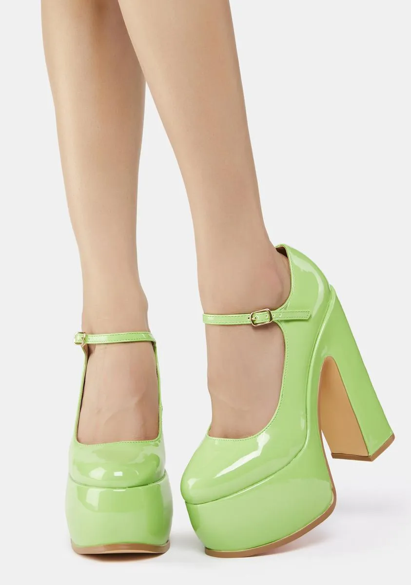 Green Tamsin Platform Heels