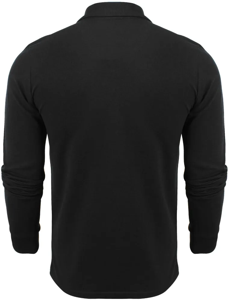 Howell Long Sleeve Polo Shirt in Ink Black