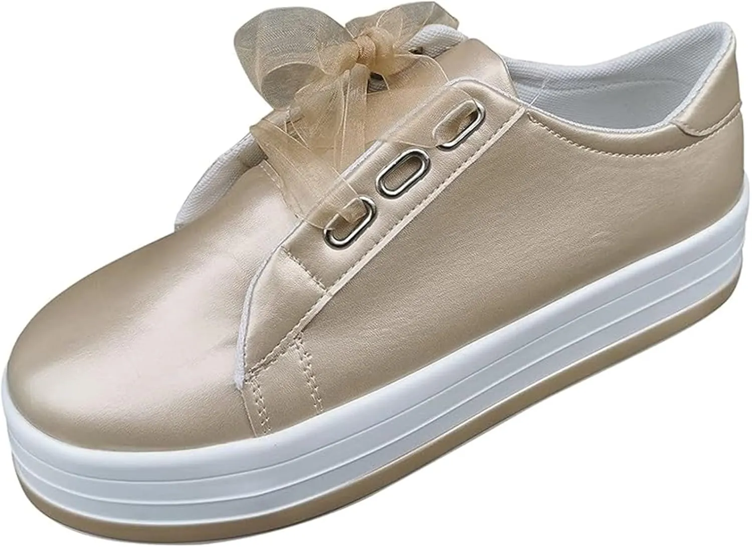 Lausiuoe Shoes For Women Slip On Memory Foam Women's Canvas Shoes Low Cut Sneaker Casual Walking Shoes Classic Fall Fashion Lightweight Soft Comfort Breathable Slip On Flat Loafers Gold