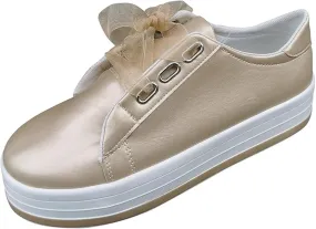 Lausiuoe Shoes For Women Slip On Memory Foam Women's Canvas Shoes Low Cut Sneaker Casual Walking Shoes Classic Fall Fashion Lightweight Soft Comfort Breathable Slip On Flat Loafers Gold