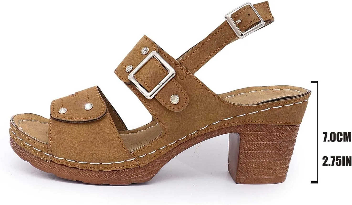Low Block Chunky Heels Sandal Comfortable Open Toe Heels Comfortable Beach Shoes Sandals