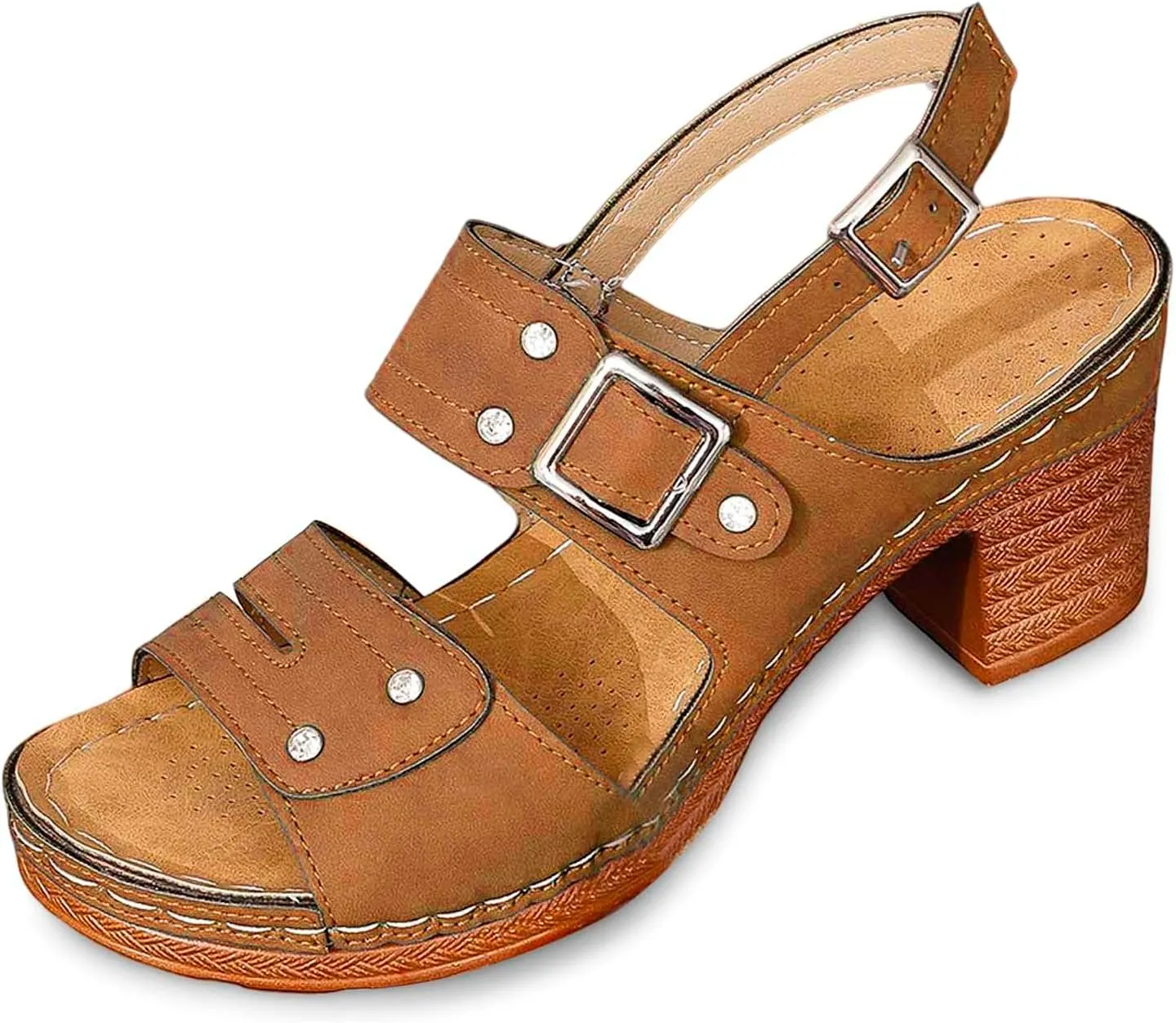 Low Block Chunky Heels Sandal Comfortable Open Toe Heels Comfortable Beach Shoes Sandals