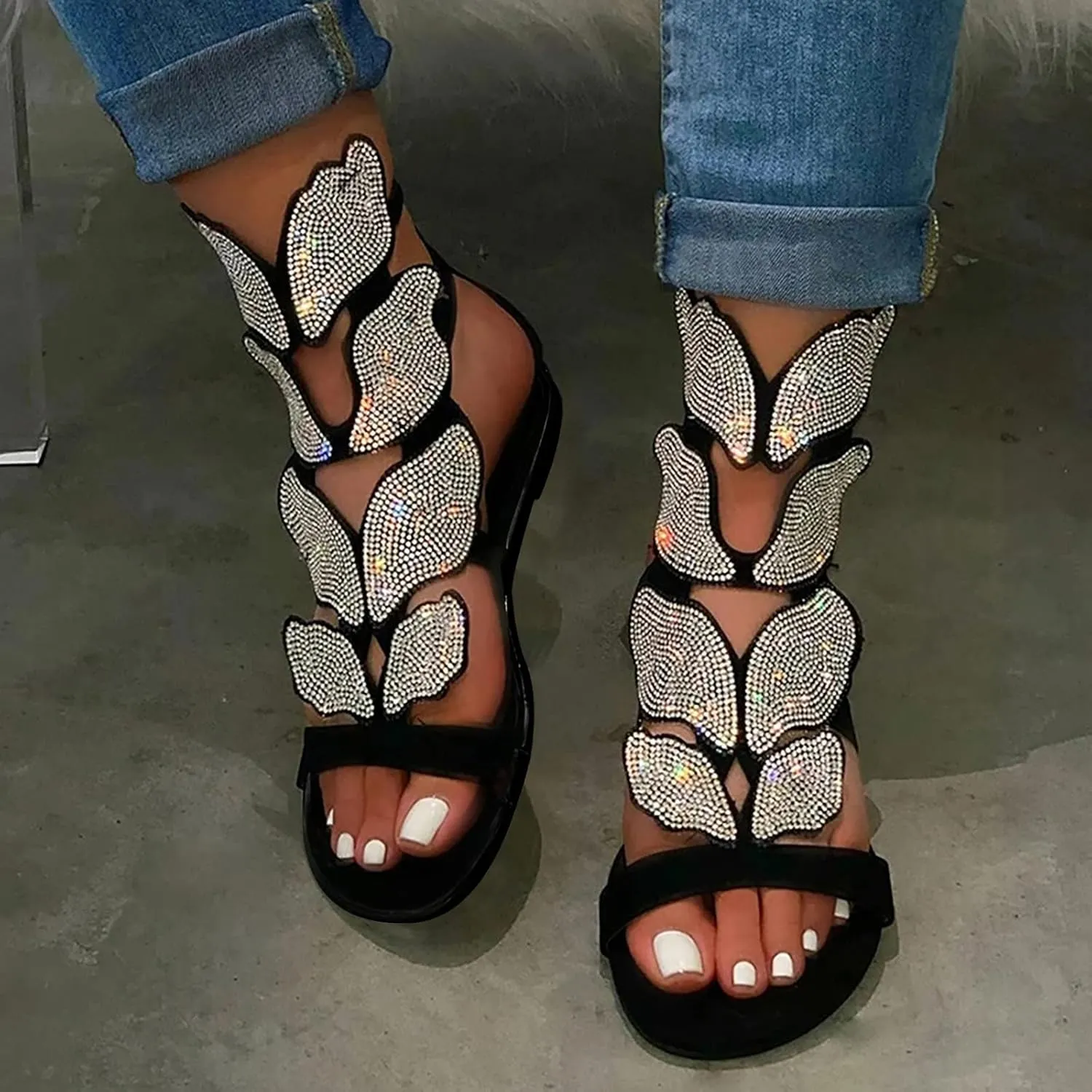 Masbird Sandals for Women Casual Summer Women's Sandals Solid Platform Buckle Strap Dressy Sandals Open-Toe Beach Sandals