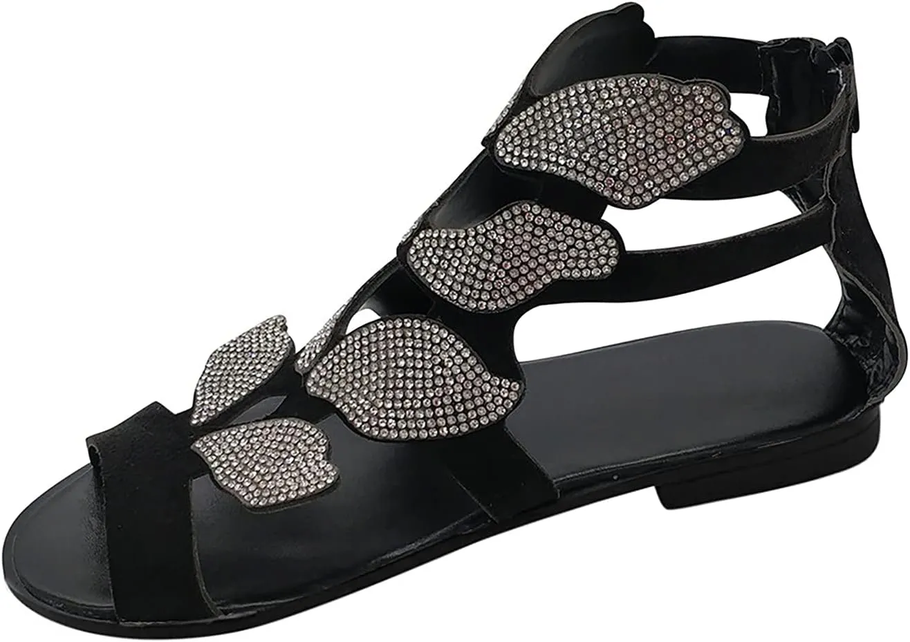 Masbird Sandals for Women Casual Summer Women's Sandals Solid Platform Buckle Strap Dressy Sandals Open-Toe Beach Sandals