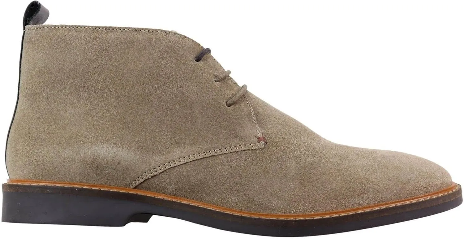 Mens Burgundy Suede Classic Retro Formal Laced Ankle Vintage Desert Chukka Boots