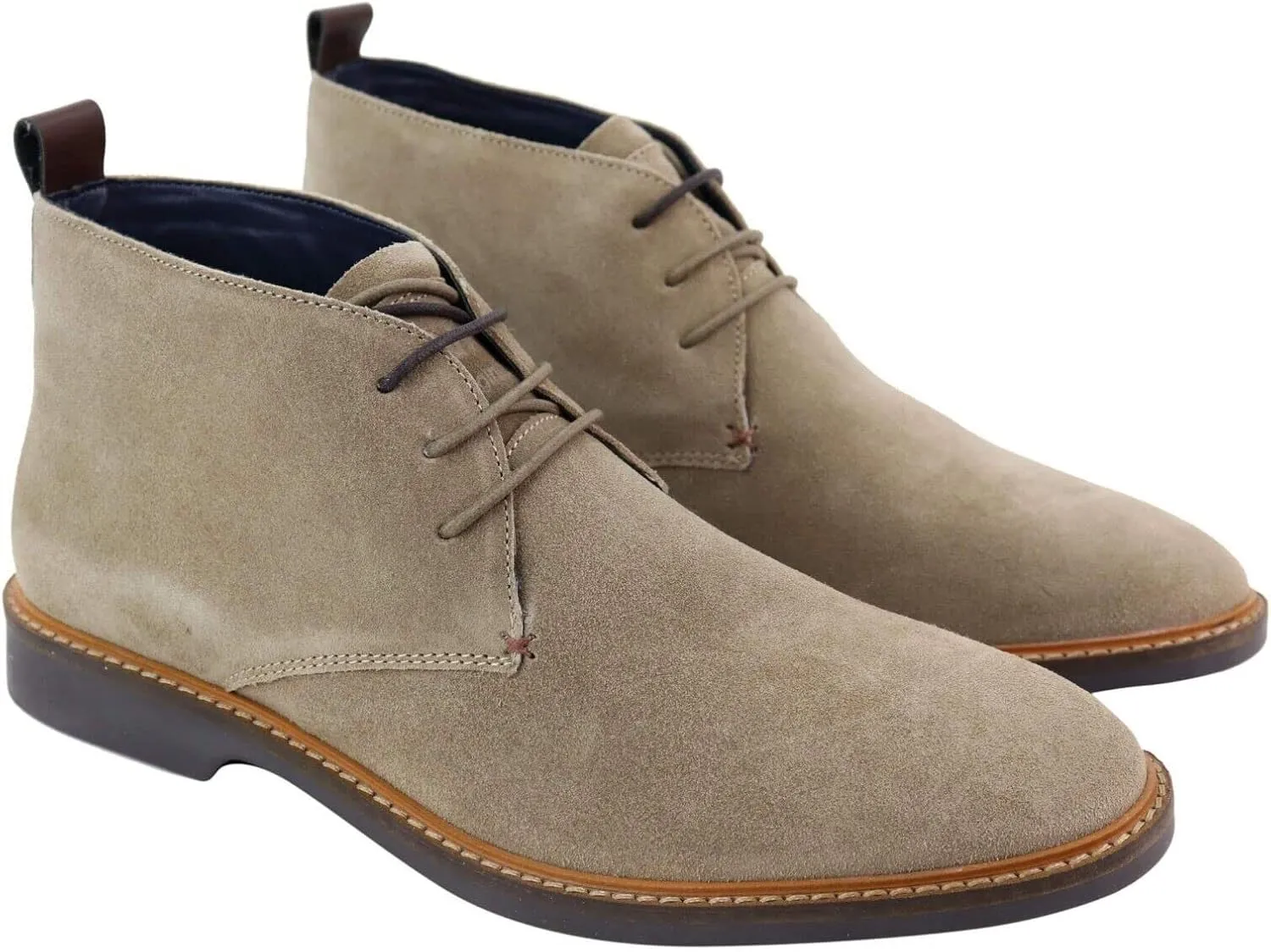 Mens Burgundy Suede Classic Retro Formal Laced Ankle Vintage Desert Chukka Boots