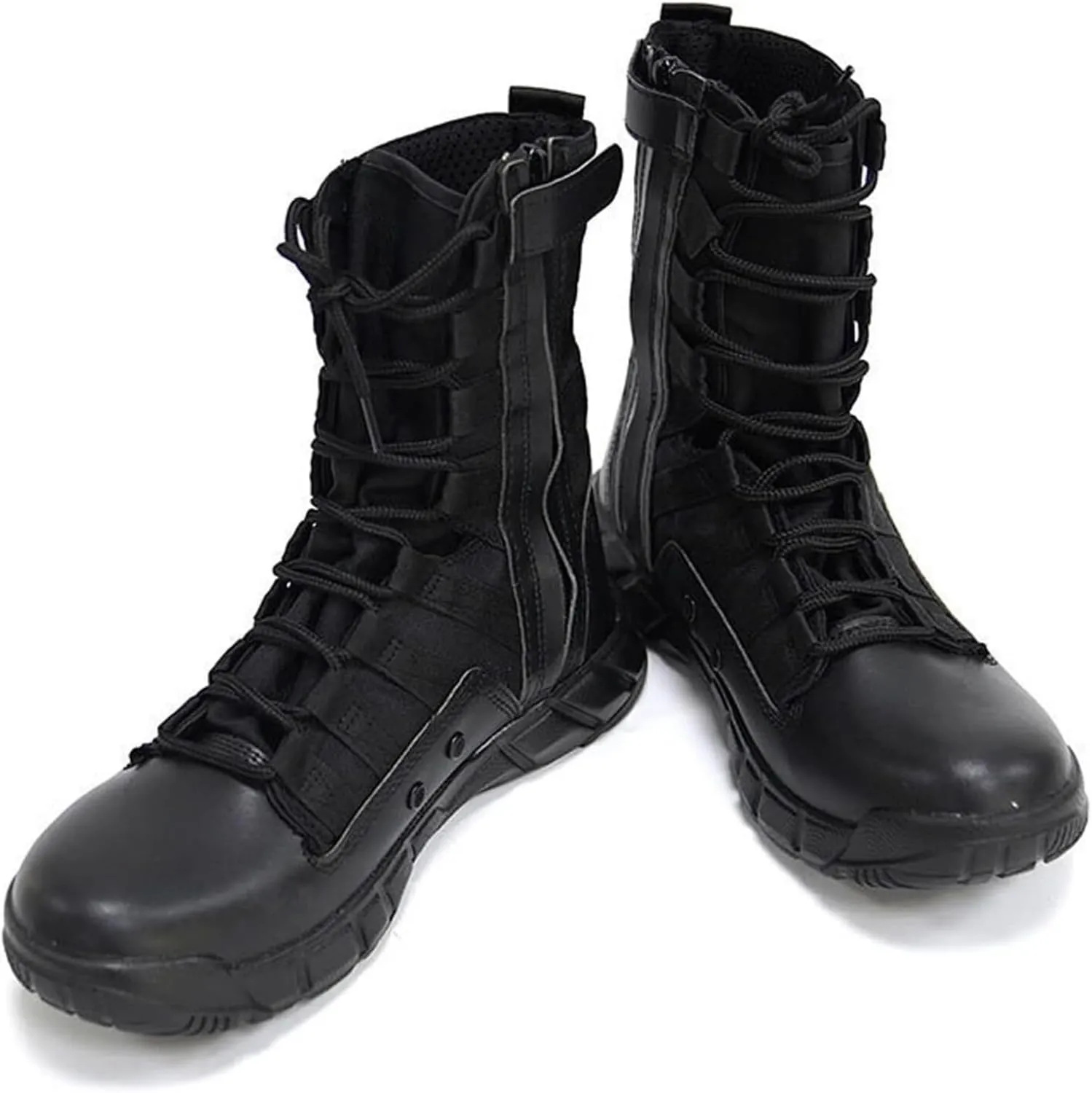 Men's Military Work Boots Lightweight Side Zipper Motorcycle Combat Boots For Men