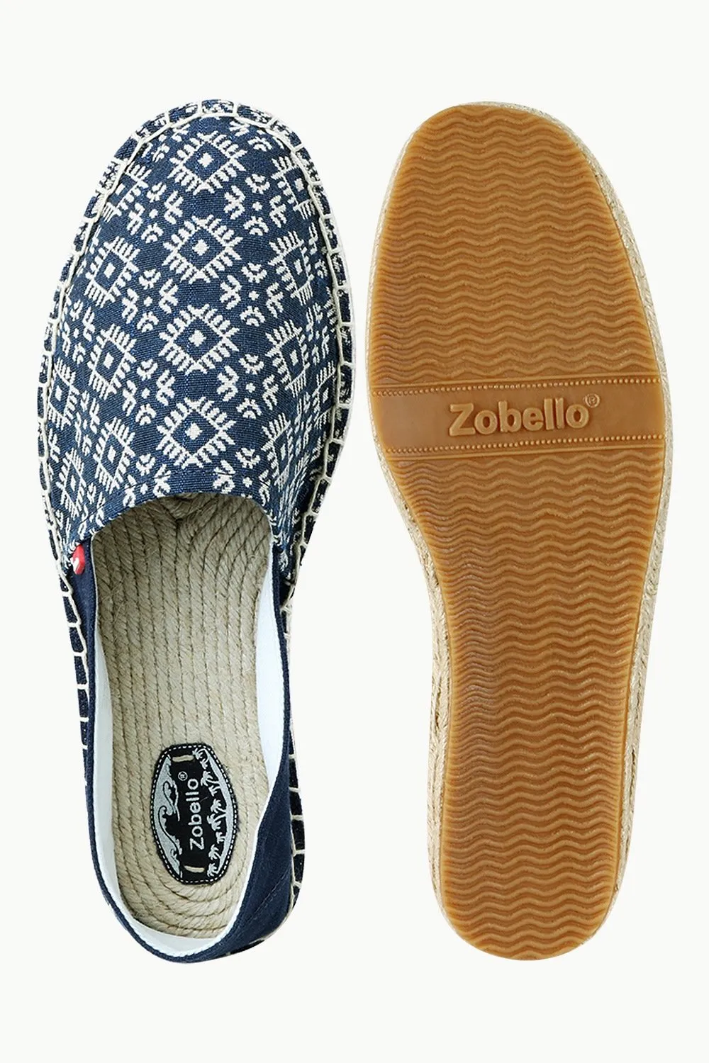 Men's Navy n' Oatmeal Ethnic Print Espadrilles