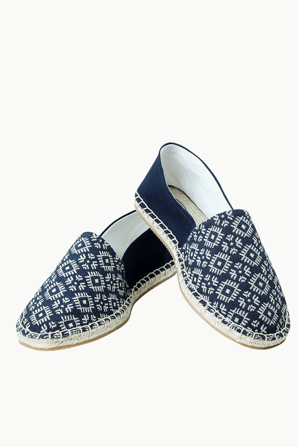 Men's Navy n' Oatmeal Ethnic Print Espadrilles