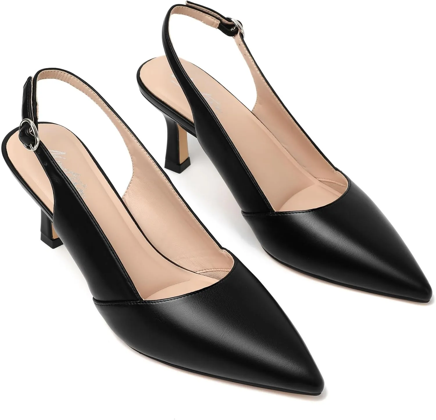 Mostrin Kitten Heels for Women Slingback Pointed Closed Toe Heels Women's Pumps Shoes for Wedding, Party, Commuting