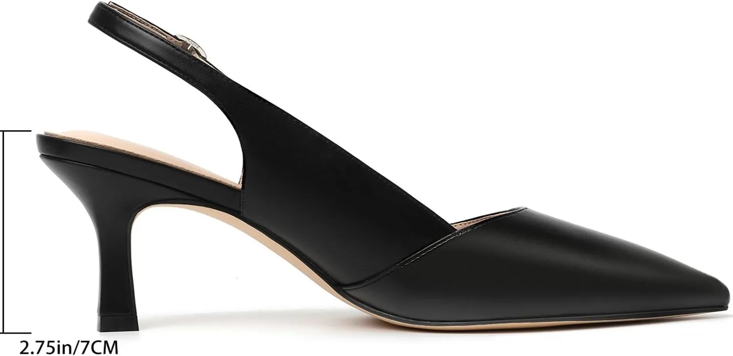 Mostrin Kitten Heels for Women Slingback Pointed Closed Toe Heels Women's Pumps Shoes for Wedding, Party, Commuting