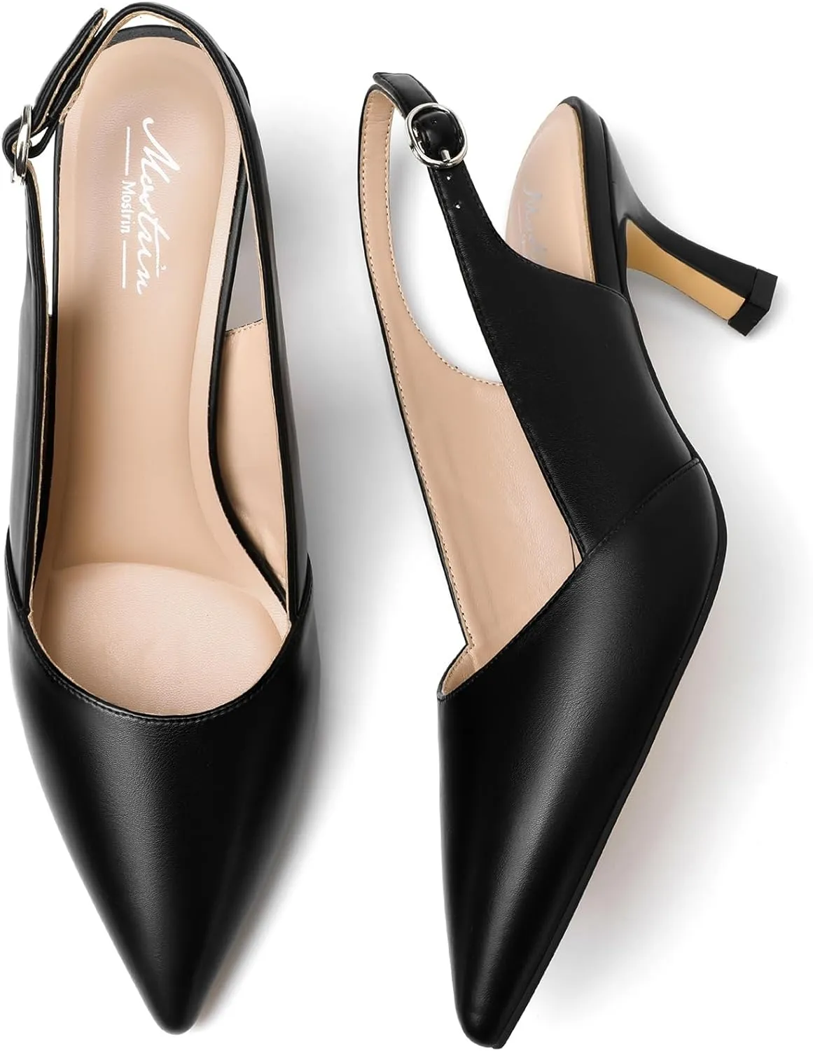 Mostrin Kitten Heels for Women Slingback Pointed Closed Toe Heels Women's Pumps Shoes for Wedding, Party, Commuting