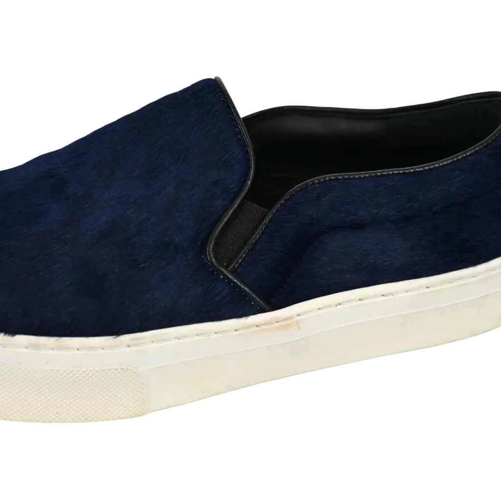 Navy Ponyhair Slip-On Sneakers