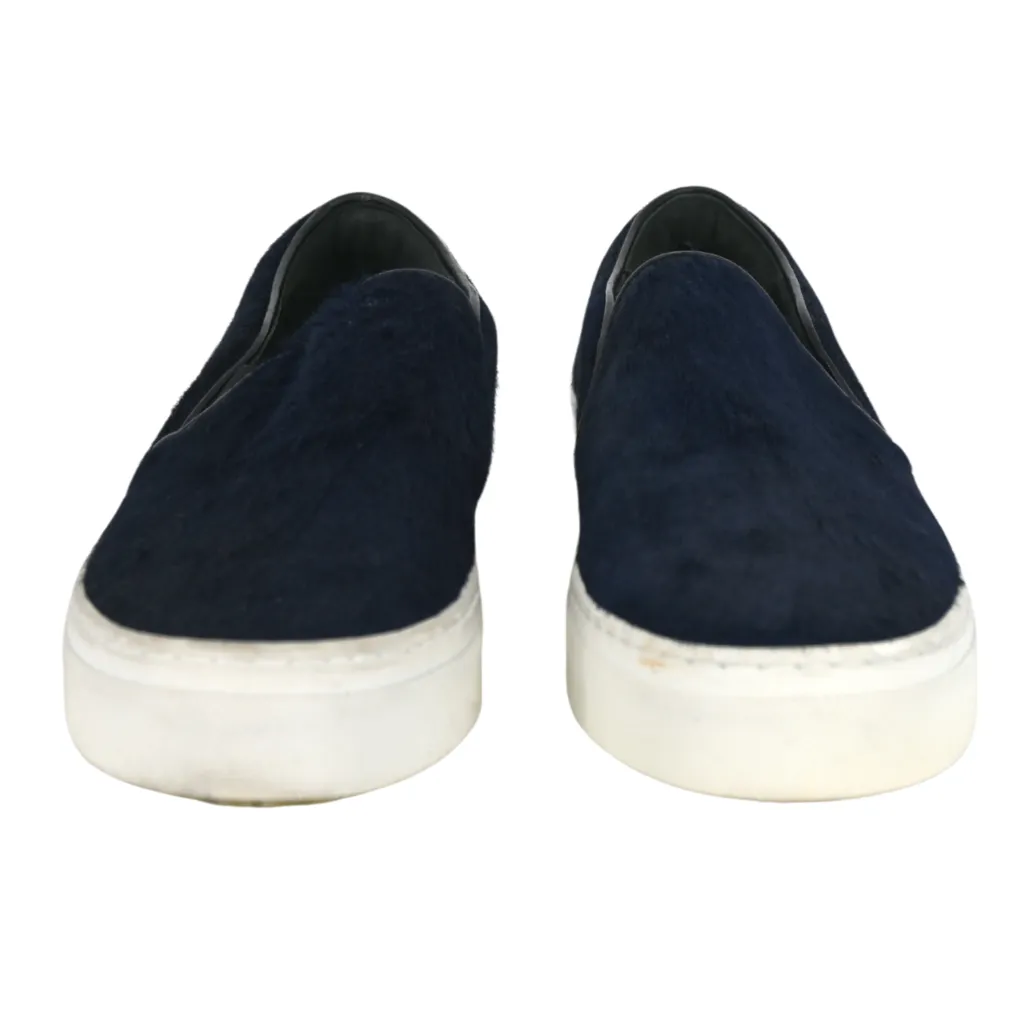 Navy Ponyhair Slip-On Sneakers