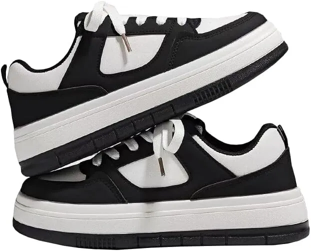 Platform Sneakers for Women Walking Shoes Work Shoes Black White Sneakers Comfortable Classic Work Shoes