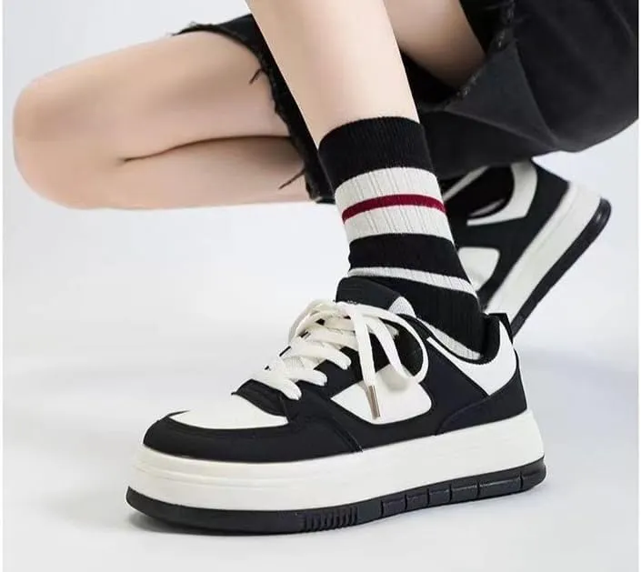 Platform Sneakers for Women Walking Shoes Work Shoes Black White Sneakers Comfortable Classic Work Shoes