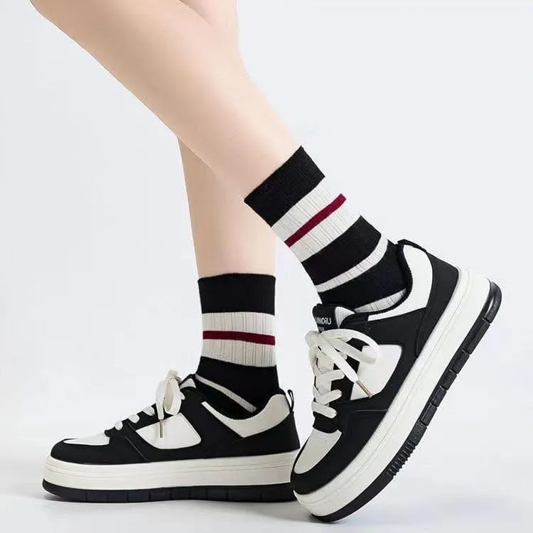 Platform Sneakers for Women Walking Shoes Work Shoes Black White Sneakers Comfortable Classic Work Shoes