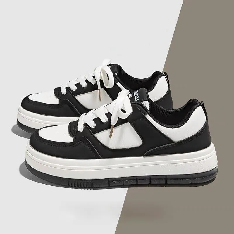 Platform Sneakers for Women Walking Shoes Work Shoes Black White Sneakers Comfortable Classic Work Shoes