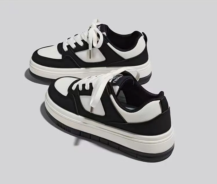 Platform Sneakers for Women Walking Shoes Work Shoes Black White Sneakers Comfortable Classic Work Shoes