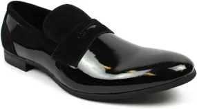 Tuxedo Black Suede Patent Leather Slip On Loafer Modern Bradley Dress Shoes by Azar
