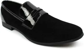 Tuxedo Black Suede Patent Leather Slip On Loafer Modern Bradley Dress Shoes by Azar