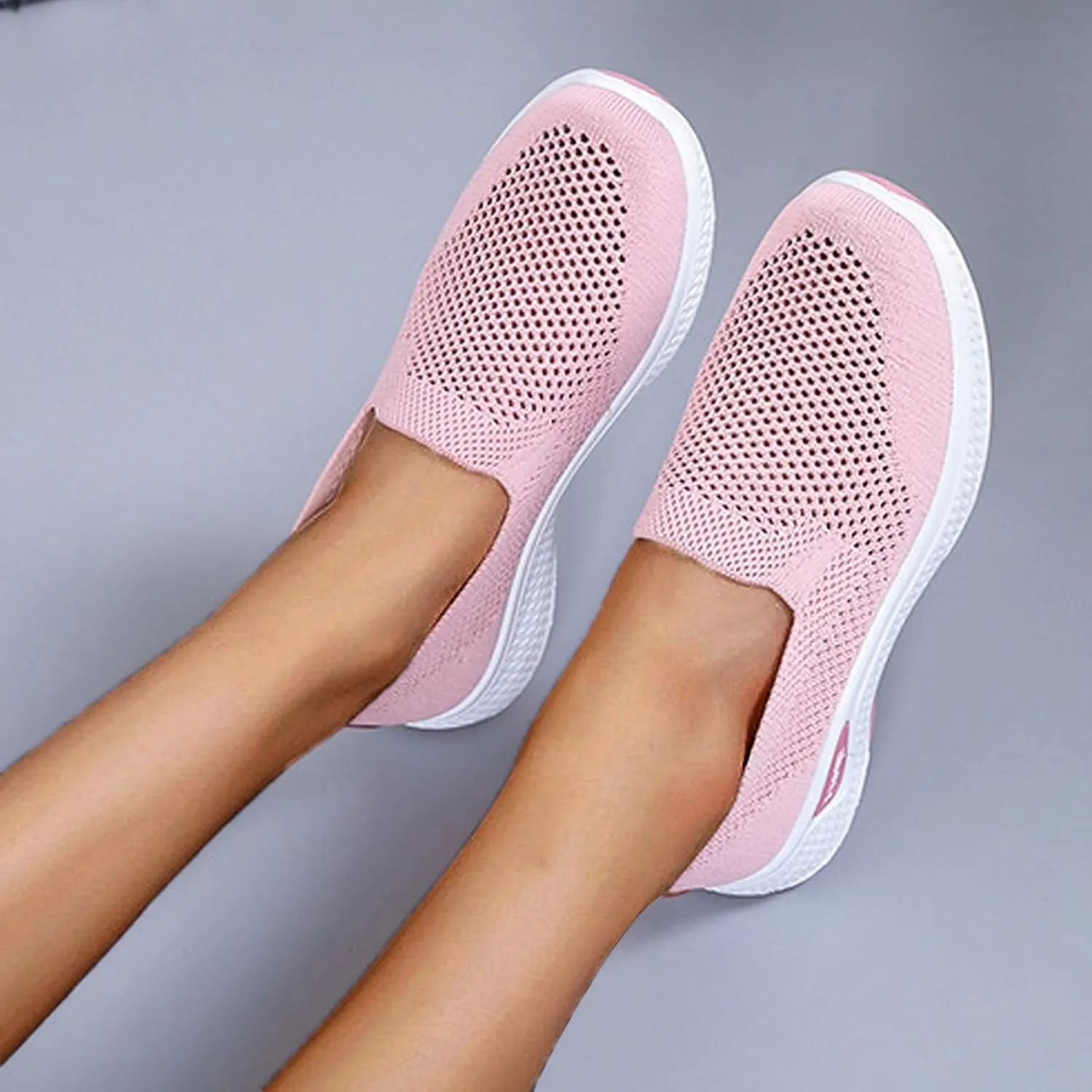 Women Slip On Walking Sneakers Casual Comfortable Shoes Lightweight Canvas Flats Non Slip Breathable Loafers