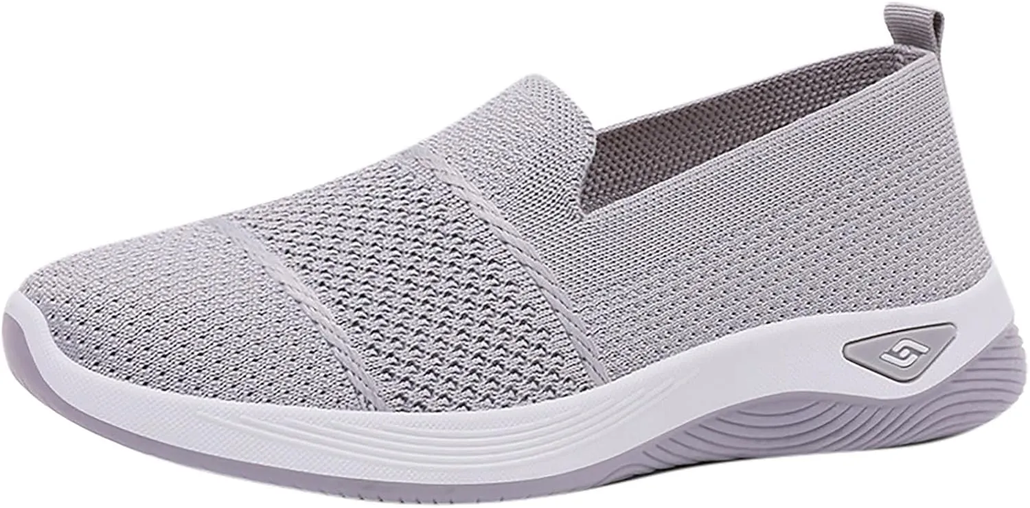Women's Mesh Flats Shoes Breathable Slip on Shoes Casual Comfort Shoe Plus Size Trendy Shoes Walking Flats Shoe