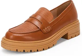Women's Platform Penny Loafers Comfort Chunky Heel Slip On Business Work Dress Shoes
