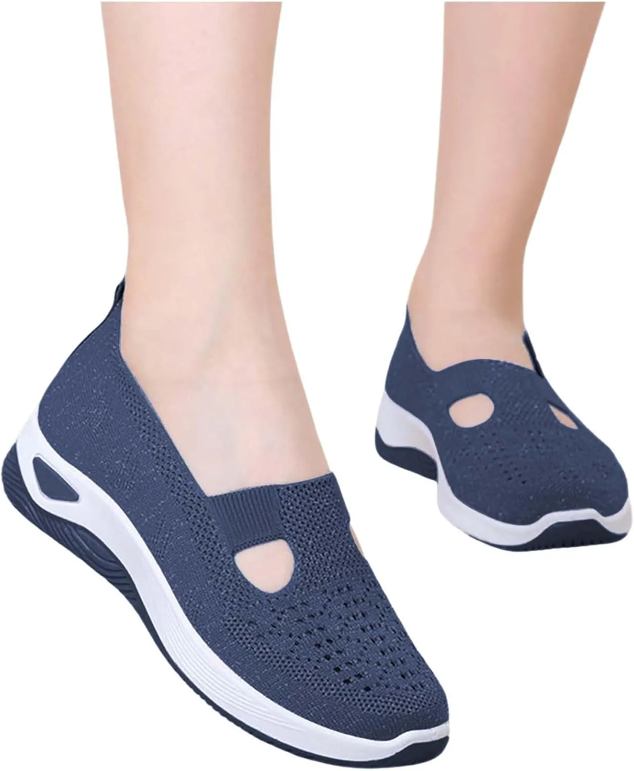Women's Woven Orthopedic Breathable Soft Shoes Non Slip Work Shoes Women Food Service Casual Shoes Slip On Slip On Sneakers Black Tennis Shoe White Loafers