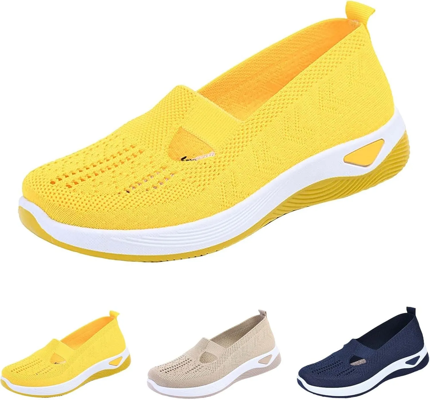 Women's Woven Orthopedic Breathable Soft Shoes Non Slip Work Shoes Women Food Service Casual Shoes Slip On Slip On Sneakers Black Tennis Shoe White Loafers