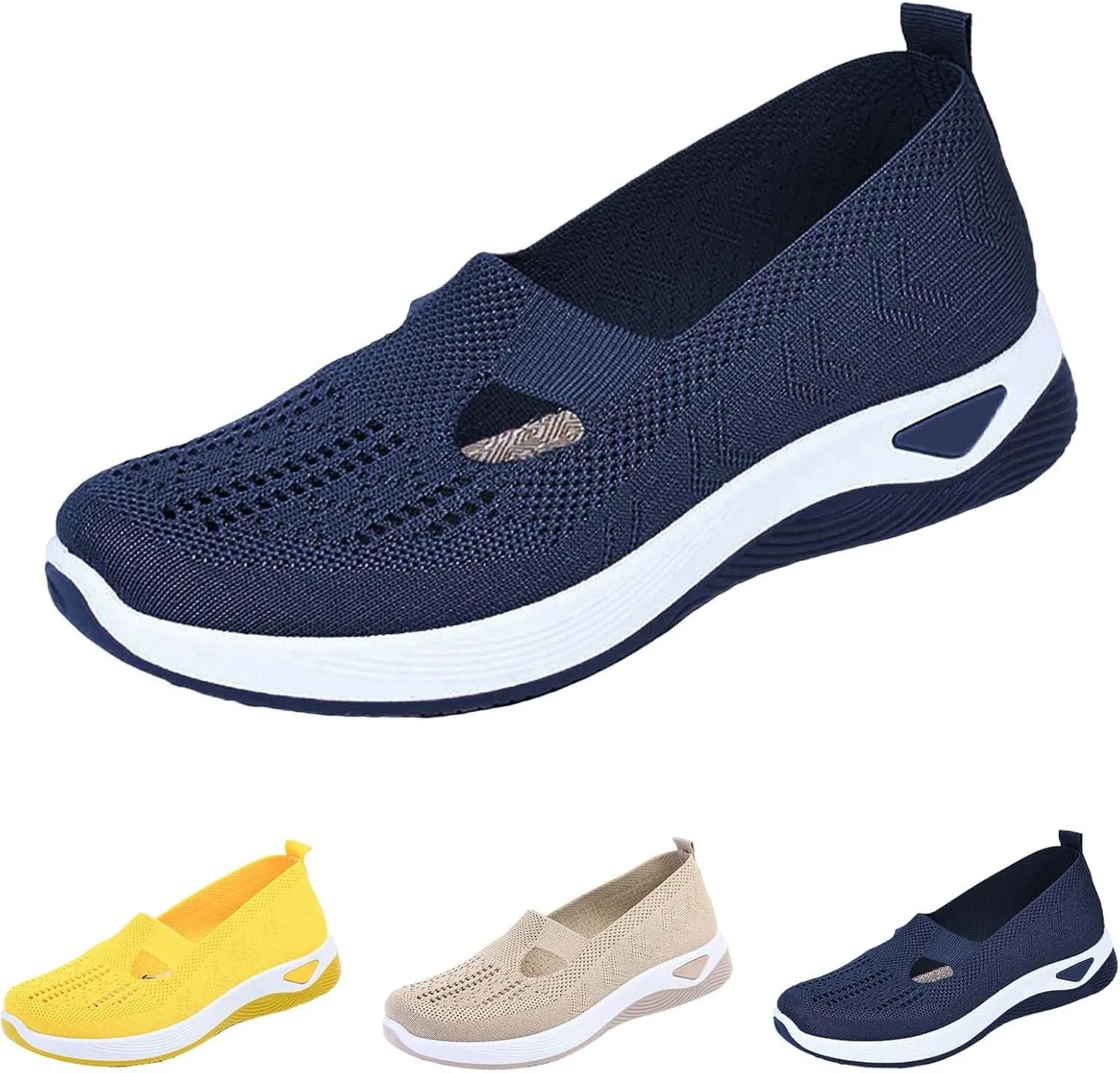 Women's Woven Orthopedic Breathable Soft Shoes Non Slip Work Shoes Women Food Service Casual Shoes Slip On Slip On Sneakers Black Tennis Shoe White Loafers
